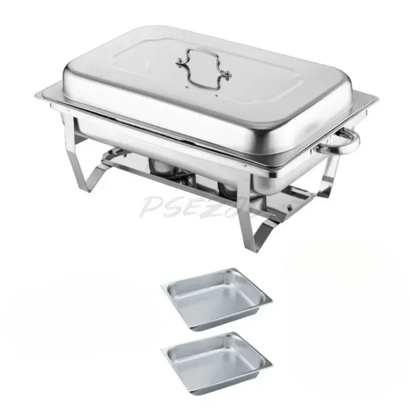 Silver Stainless Steel et Stove Alcohol Heating Hotel Restaurant Banquet Insulated Hot Pot Multi-purpose Serving Plate