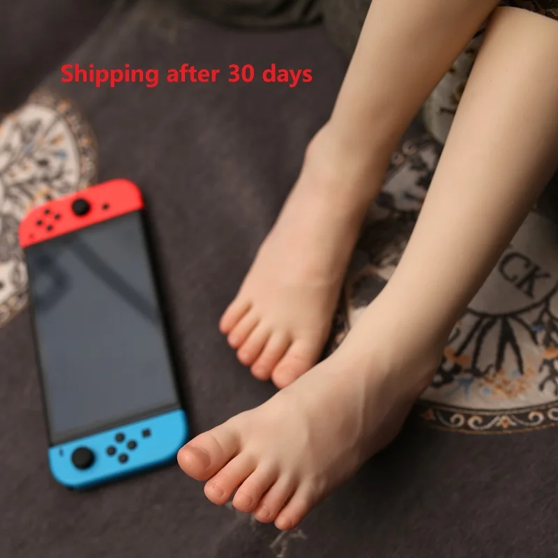 Child Silicone Foot Model DZW32 Cute Feet with Calf High Simulation Mannequin Filming Shoes Display Props Boy Student Feet