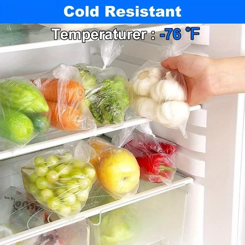 200 Stück Große Transparente Lebensmittel-Aufbewahrungsbeutel | Widerstandsfähig und Sicher für Obst, Gemüse und Frischprodukte, Ideal für die Küchenorganisation – Detail 2