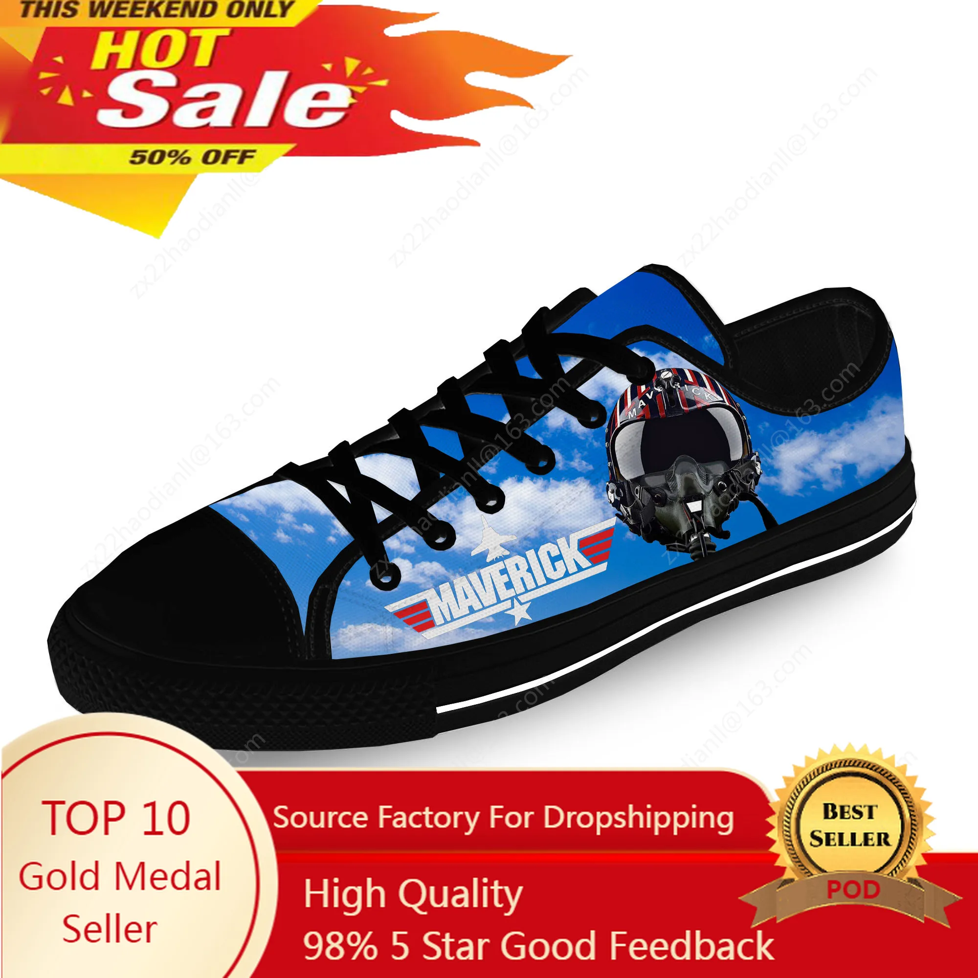 Top Gun Maverick Low Top Sneakers Mens Womens Teenager Casual Shoes Canvas Running Shoes 3D Print Breathable Lightweight shoe