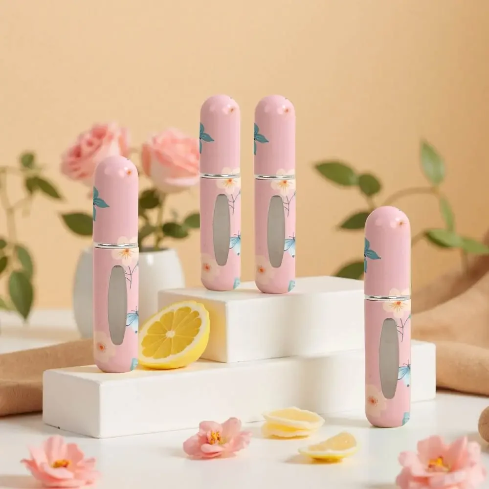 Portable Print Mini Perfume Bottle Refillable Leak-proof Spray Rotating Bottle 5ml Empty Cosmetic Containers Travel