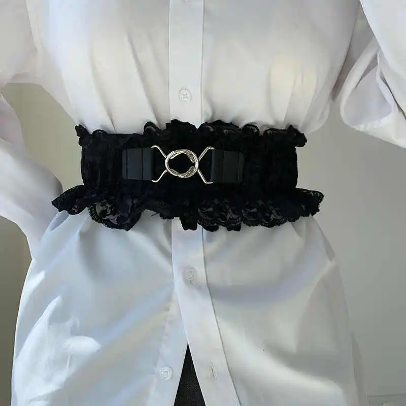 Waist belt for women, new retro style, versatile lace waist belt with high-end fashion, elastic and adjustable, unique design, w