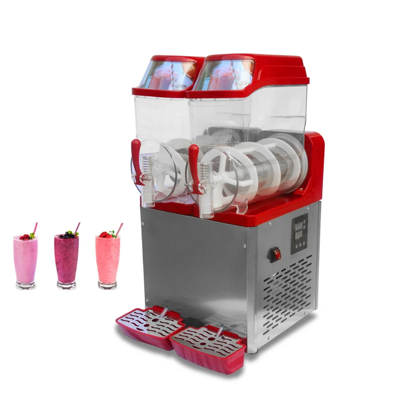 

Commercial Snow Melting Machine Electric Frozen Drink Slushy Making Machine 2 Tank Smoothie Maker