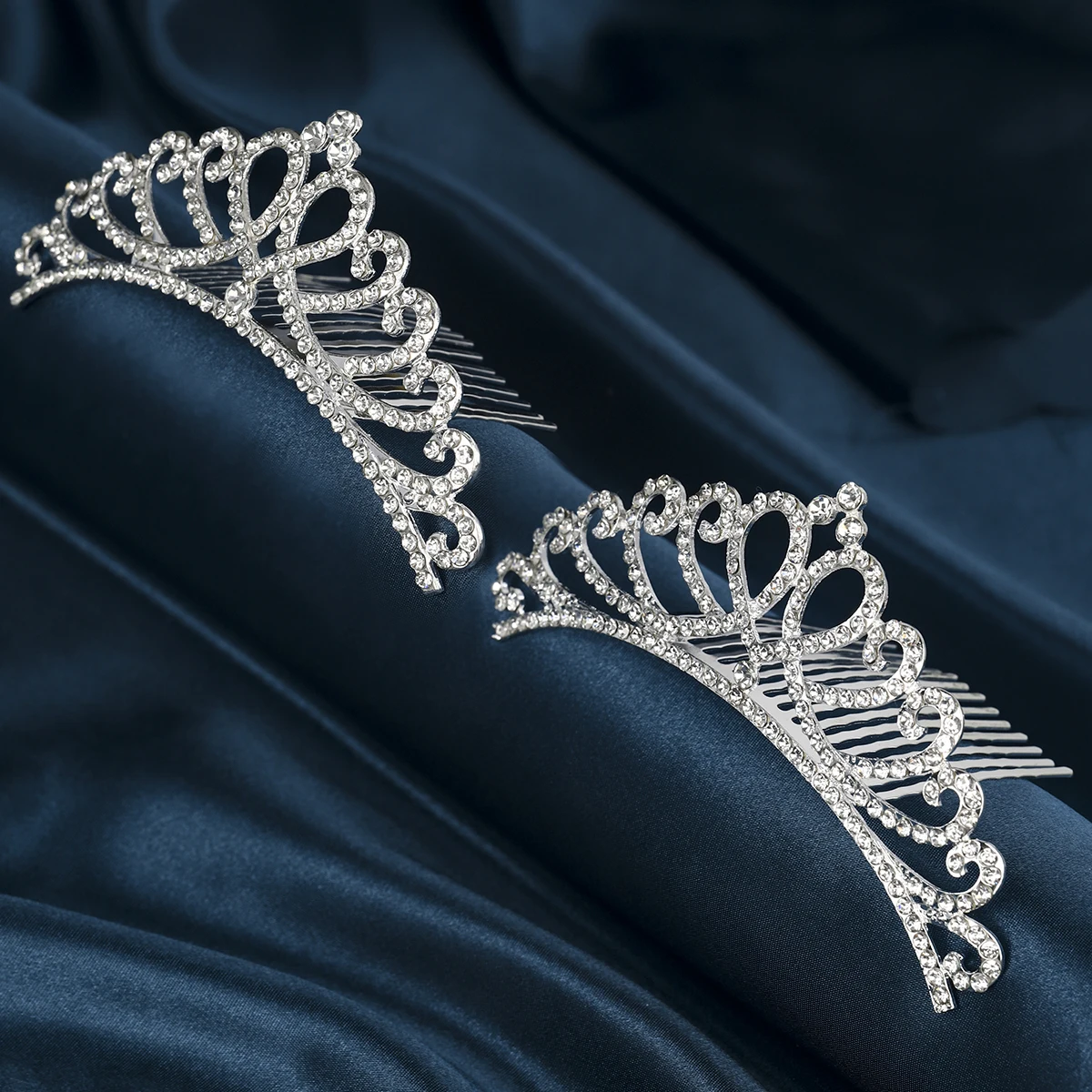 Klassische Strass Herz Krone Modeschmuck Kopfschmuck Haarschmuck Party Performance Tiara für Frauen als Geschenk – Detail 14