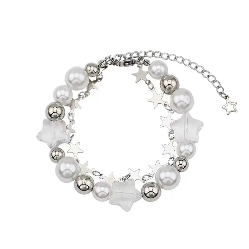 Kristallstern Pentagramm Perlenarmband für Frauen Süßer ästhetischer Charme Y2k Armband Mode Vintage Schmuck Geschenke_voghion.com