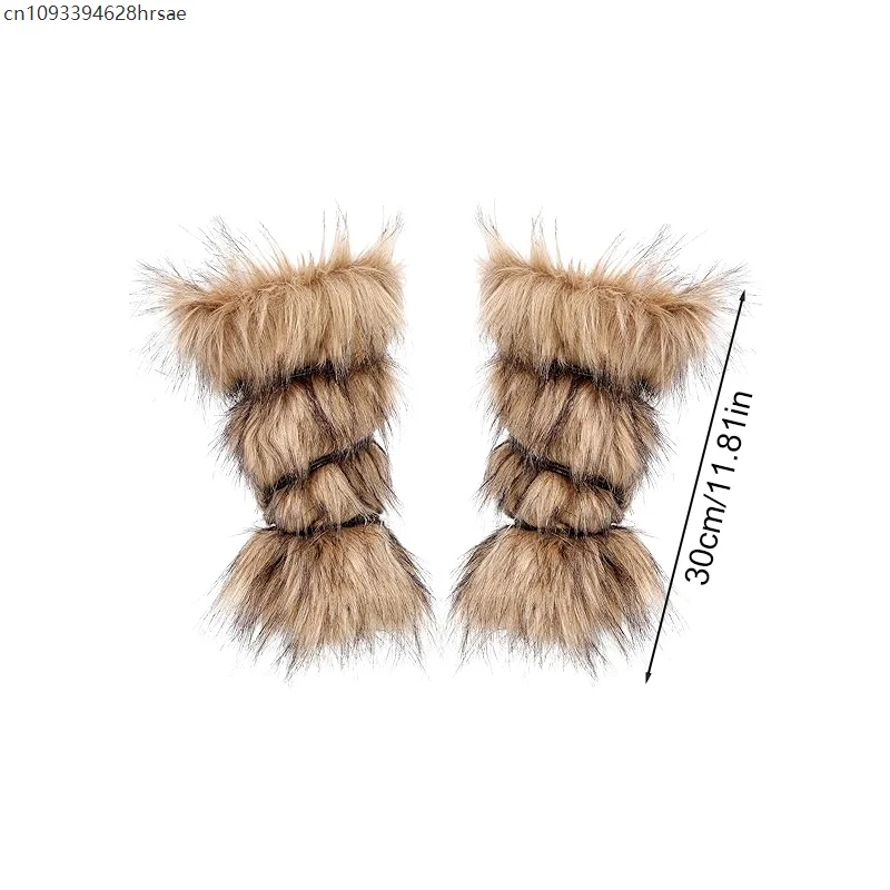 Medieval Costume Accessories Viking Shawl Quality Faux Fur Wrap Sleeve Cover Leg Covers Cosplay Costume Adjustable Lace Up Cloak