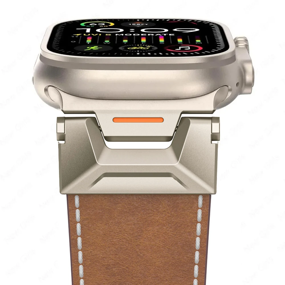 Bracelet en cuir véritable de luxe pour Apple Watch, bracelet pour iWatch Series 9, 45mm, 49mm, 45mm, 42mm, 44mm, SE, 8, 7, 3, 4, 5, Correa Strap