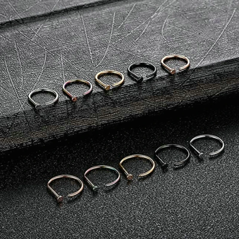 1Pcs Stainless Steel Fake Piercing Septum Nose Ring Punk Non Piercing Lip Ring Earring Clip Non Perforation Fashion Body Jewelry