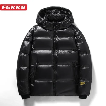 FGKKS Men Winter Down Jacket Brand New Classic Outdoor High Tech Couple Hooded Outwear Women Duck Down Parka Feather Jacket
