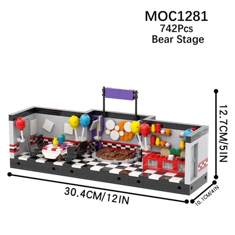 MOC1281 게임 시리즈 공포 곰 무대 애니메이션 스트리트 뷰 호환 피규어 빌딩 블록 장난감, 어린이 창의적인 선물 친구