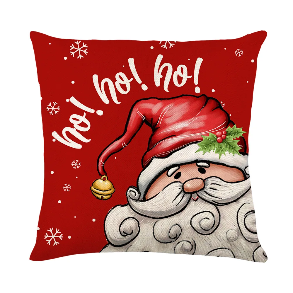 Merry Christmas Decorative Pillow Cover 18x18 In Linen Throw Pillowcase Christmas Element Decorations Cushion Cover for Bed Room