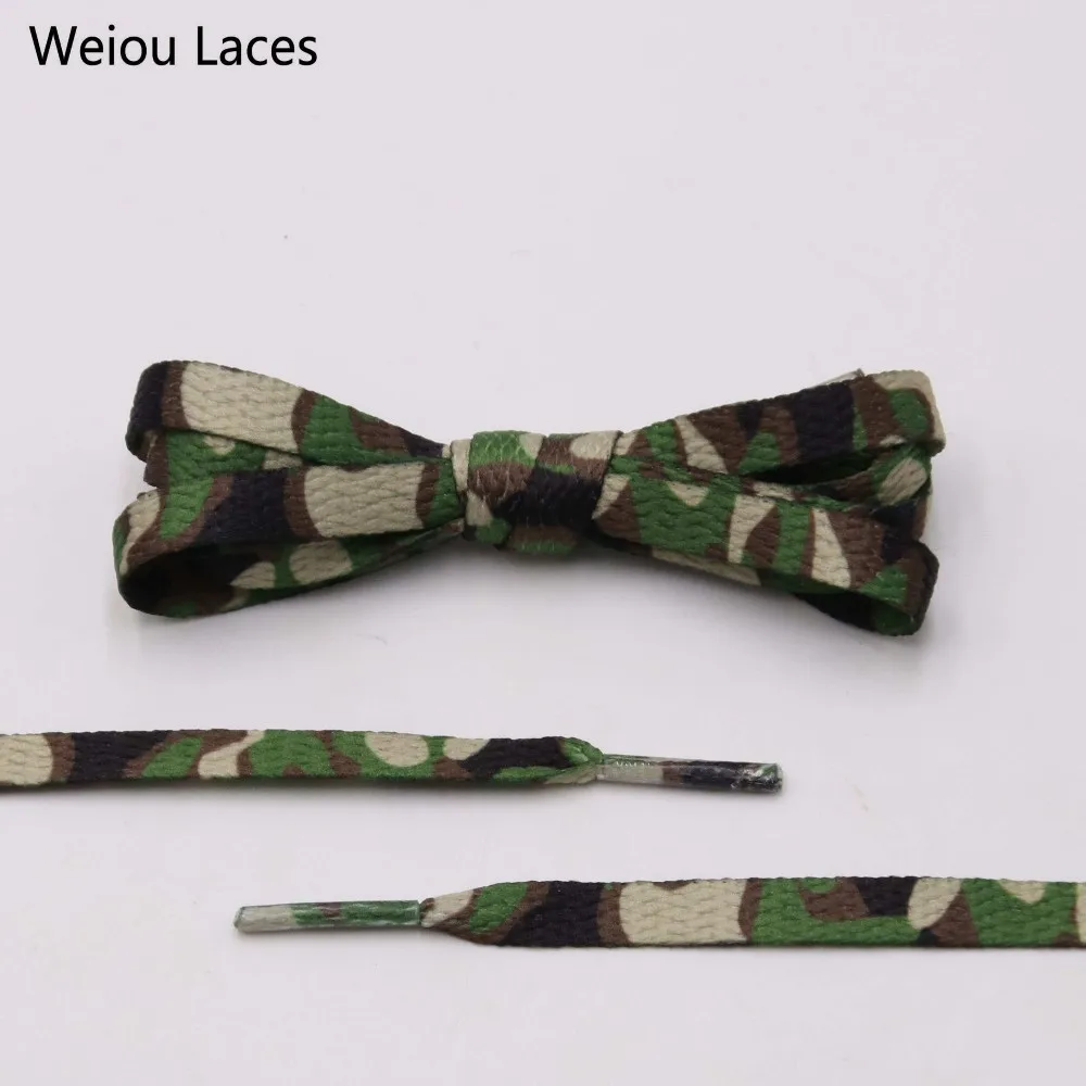 Weiou 7mm Digital Print Flat Camouflage Shoelaces Sublimated Heat Transfer Sneakers Sports Shoe Laces For Casual Athletic Boots