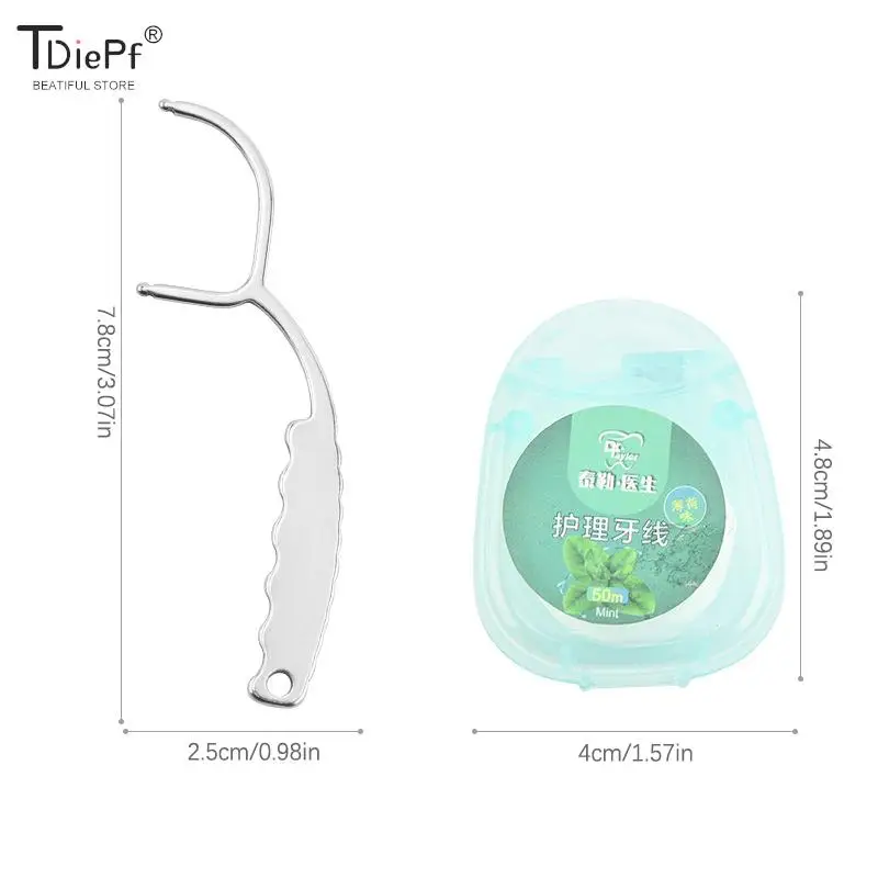 Stainless Steel Toothpicks Handle Tooth Flossing Reusable Oral Cleaning Tools