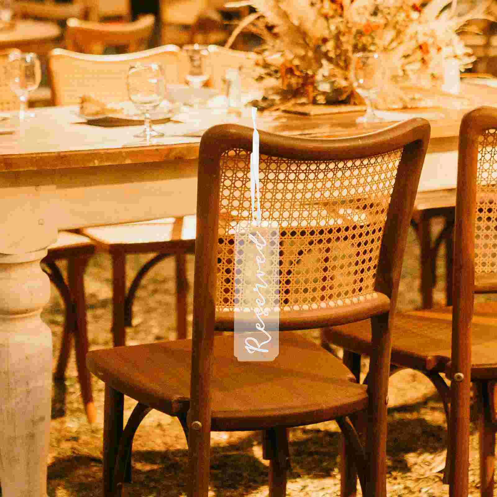 6 Pcs Wedding Seat Marker Transparent Acrylic Reserved Sign Party Chair Tags Seating Cards Place Card Holders Banquet Decor