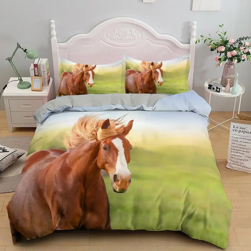 Horse Print Twin Bed Sheets, Set Sheets Horse