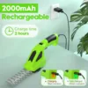 Cordless Grass Shear & Electric Hedge Trimmer 2 in 1 Handheld Hedge Trimmer 3.6V Electric Grass Cutter Rechargeable Battery 3