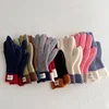 Winter Wool Kids Solid Gloves Thicken Children Baby Plush Furry Full Finger Knitted Mittens Autumn Outdoor Hand Warmer for 6-12Y 3