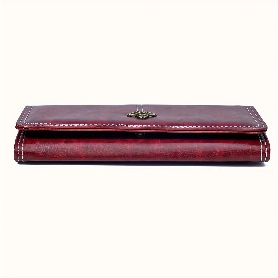 Women's long pu leather wallet fashion retro large capacity clutch new multi card position soft money clip