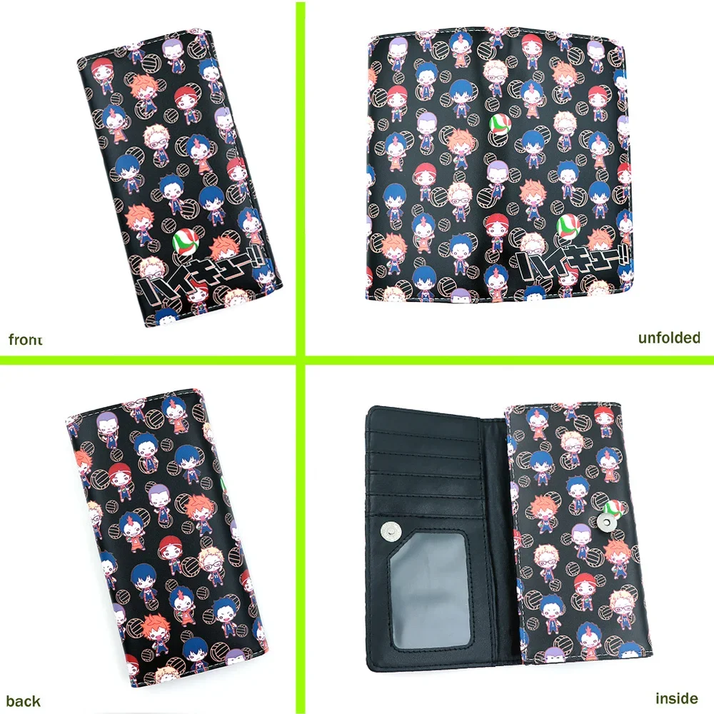Haikyuu!! Hinata Shoyo Kageyama Tobio Long PU Leather portafogli da uomo borsa da donna Anime - immagine 3