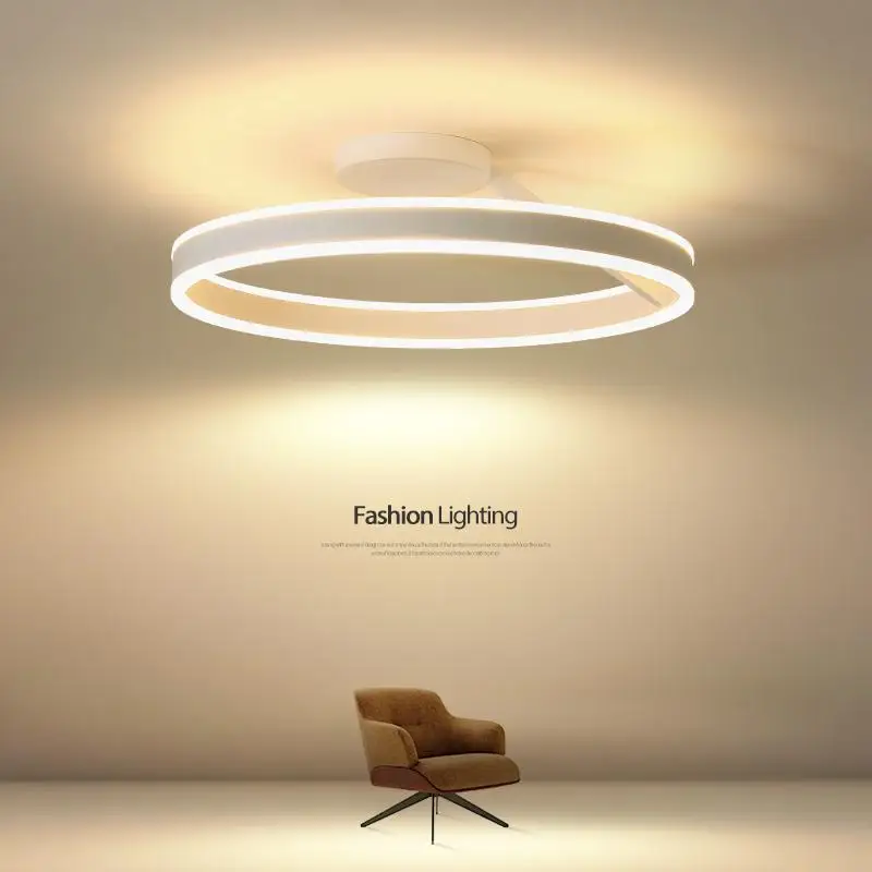 

Modern Simple Ring LED Ceiling Chandelier Dimmable Dining Living Room Bedroom Pendant Light Restaurant Home Decor Hanging Lamp