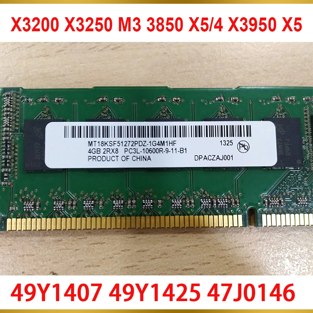 

1PCS Server Memory For IBM RAM X3200 X3250 M3 3850 X5/4 X3950 X5 49Y1407 49Y1425 47J0146 4GB 2RX8 DDR3 1333 REG