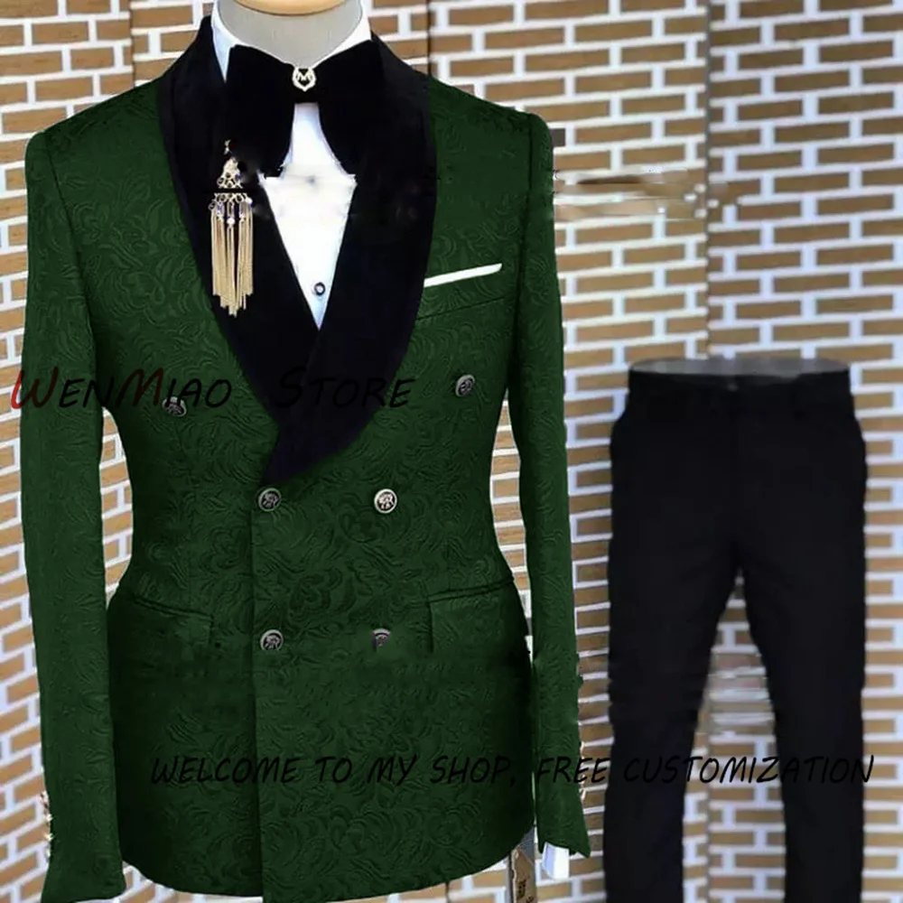 2024 Royal Blue Jacquard Groom Wedding Suit Slim Suit For Men 2 Pcs Blazer Pant Wedding Suits for Men XS-5XL