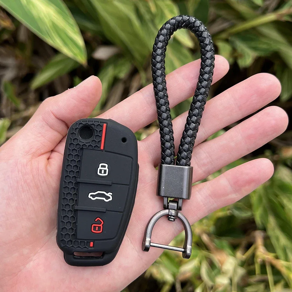 Silicone Car Key Cases Protector Cover 3 Buttons Folding Remote Control Key For Audi A1 A3 A6 Q2 Q3 Q7 TT TTS R8 S3 S6 RS3 RS6