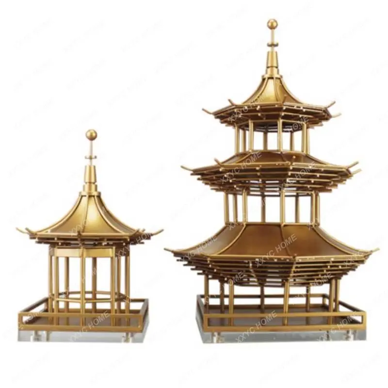 New Chinese Creative Light Luxury Modern Home Metal Pagoda Decoration Corridoio Town House Crafts Decoration Soft Decoration