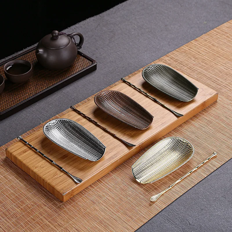 Alloy Bamboo Chaze Teaspoon Set Handmade Tea Leaves Taking Tools Combo Set Creative Kung Fu Tea Teaware Accessories