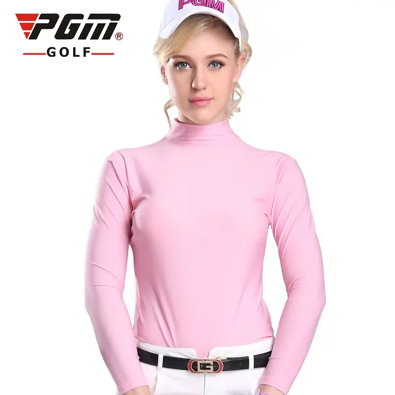 PGM Golf Womens Sun Protection Underwear Summer Shirt UV Protection Ice Silk T-shirts Cooling Long Sleeve Clothes Golf Apparel