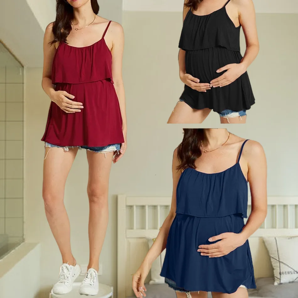 

Modal Sleeveless Tees Maternity Clothes Women Breastfeeding Tank Tops Pregnant Nursing Clothing Pregnancy Shirt Ropa Embarazada