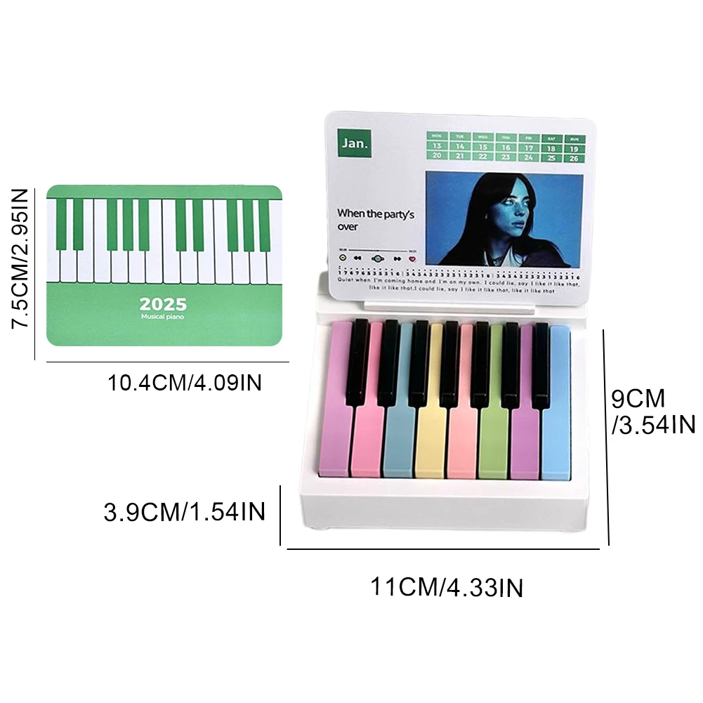 Piano Calendar 15 Keys Piano Calendar with 27 Music Cards Desk Mini Gift for Fans