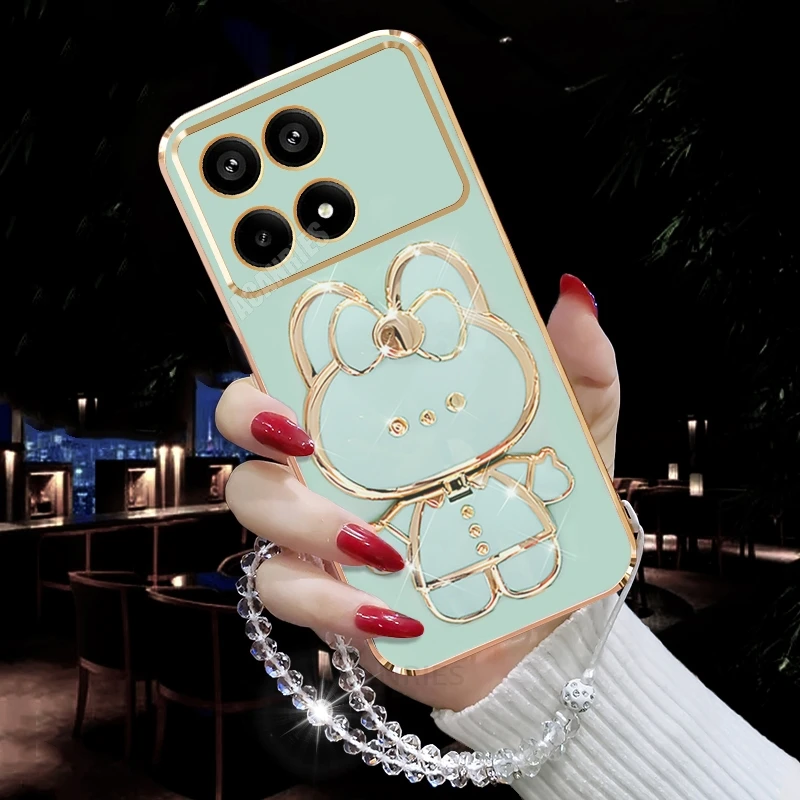 Plating Mirror Holder Lanyard Silicone Case Cover