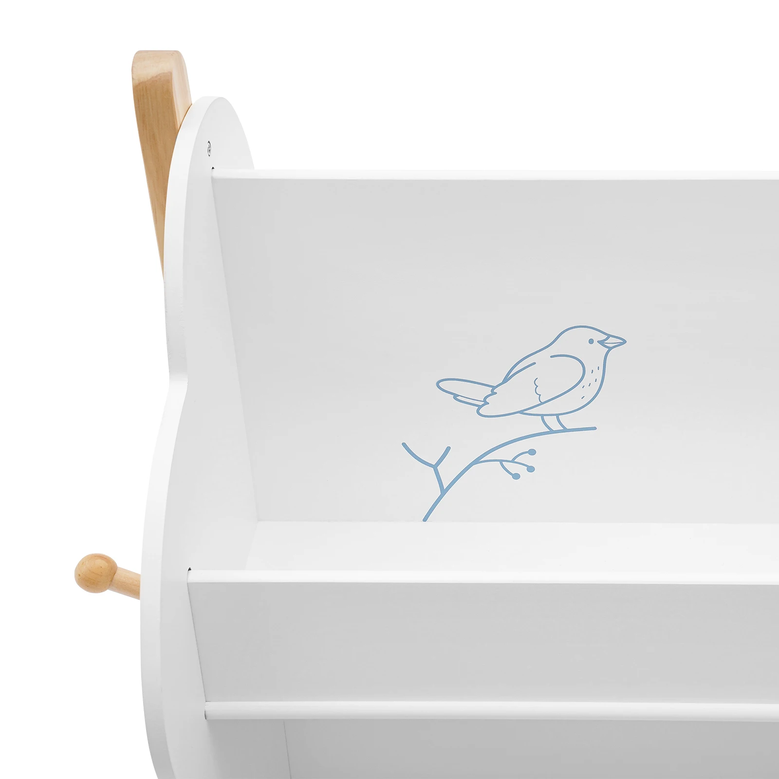 2 Tiers Cloud-shaped Children's White Bookcase with 4 Universal Wheels Easy to Move & Fix 6
