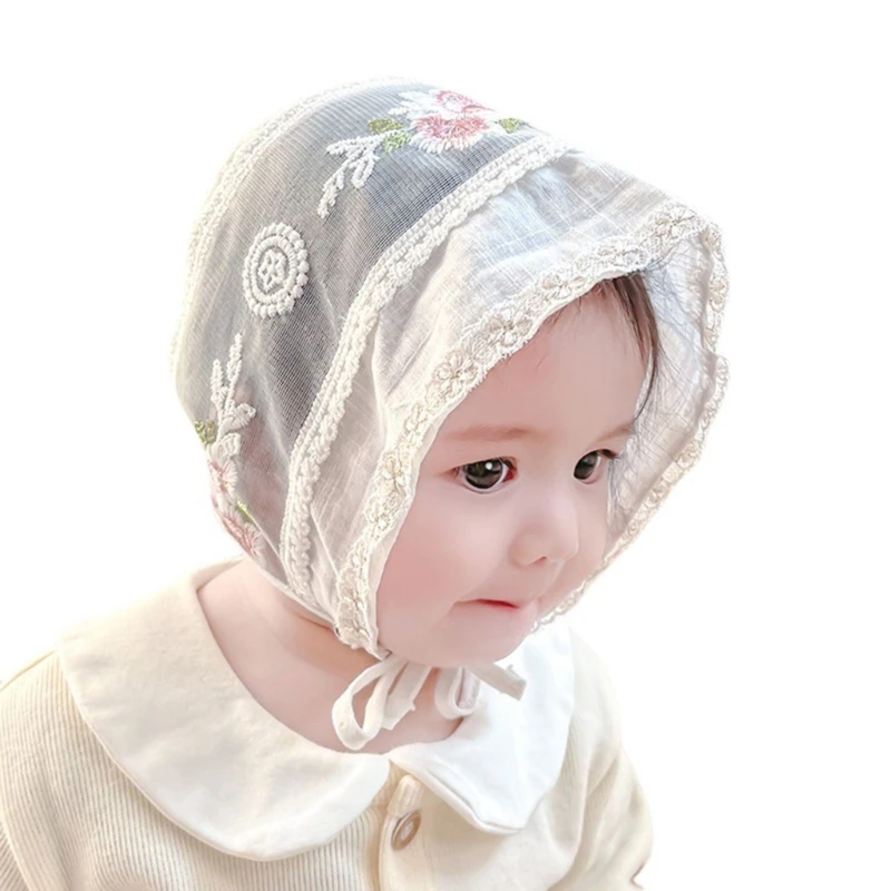 

Infant Christening Lace Hat Sweet Bonnet Cap for Toddler Girl Breathable Hat