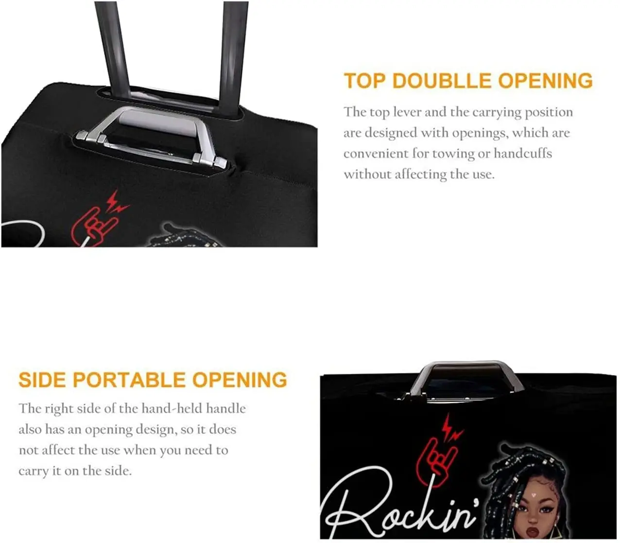 Travel Suitcase Protector African American Woman Elastic Protective Washable Luggage Cover With Concealed Zipper