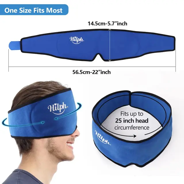 Head Ice Pack Wrap A Fejfájáshoz Migrén Hideg Forró Kompressziós Kezelés Fájdalomcsillapító Stressz -Enyhítés Blokkvilágítás Alvása Állítható Sapka - Image 4