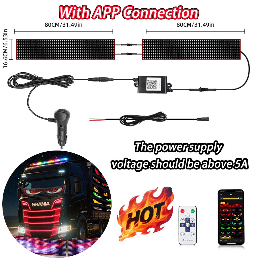 ตัวเลือกสินค้า ไฟ LED กราฟฟิตี้ ตกแต่งกระจกหน้ารถบรรทุก 12V
