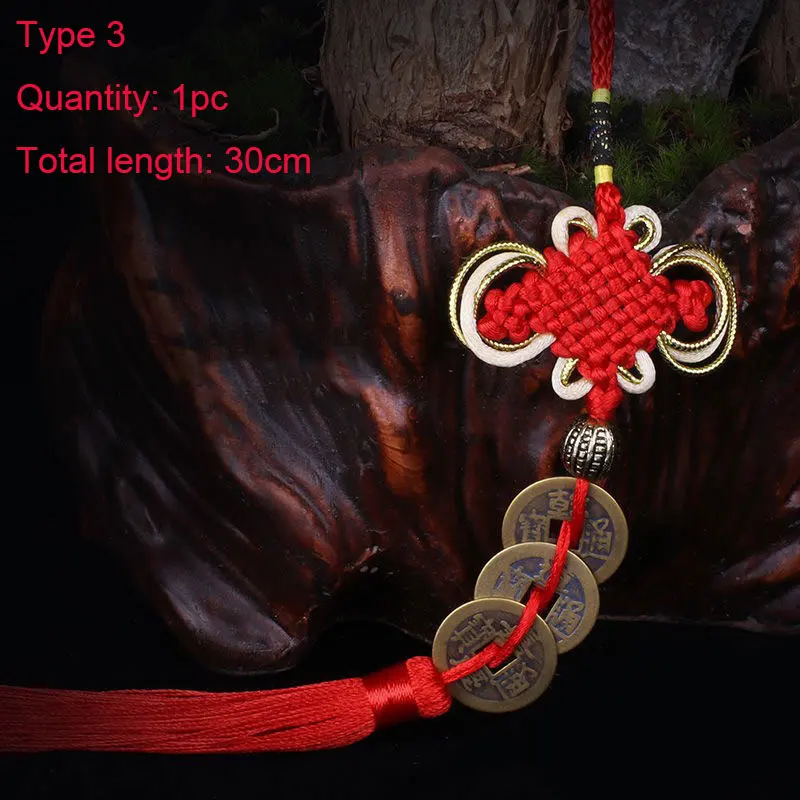 1PC Chinese Knot Tassels Lucky Coins Feng Shui Red Silk Tassel Pendant  Decorative for Curtain Fringe