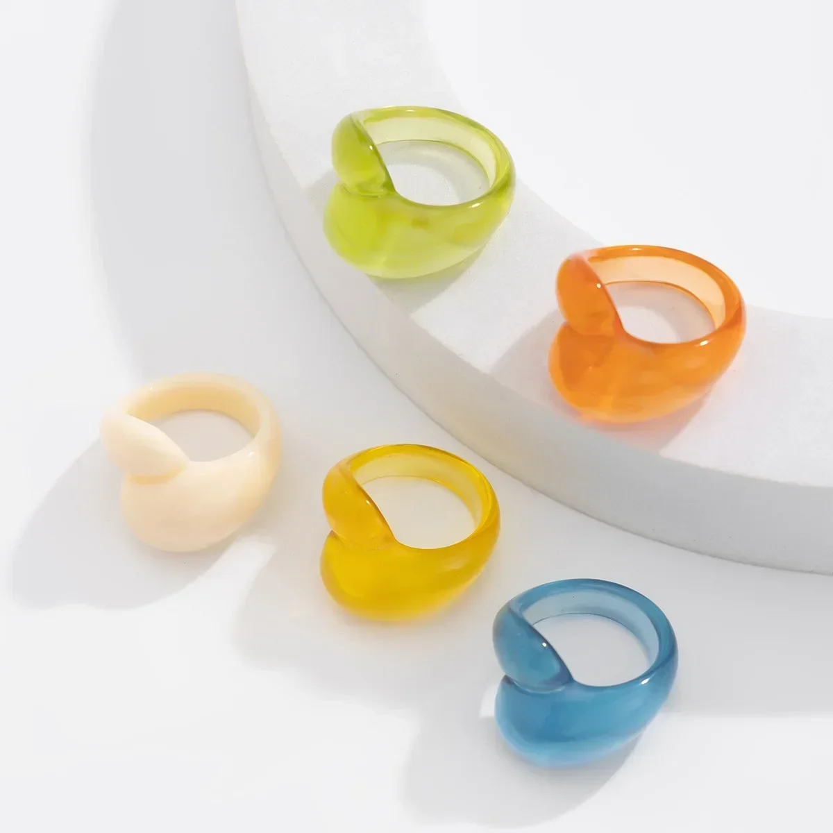 Geometric Cross Colorful Large Water Droplets Plastic Rings for