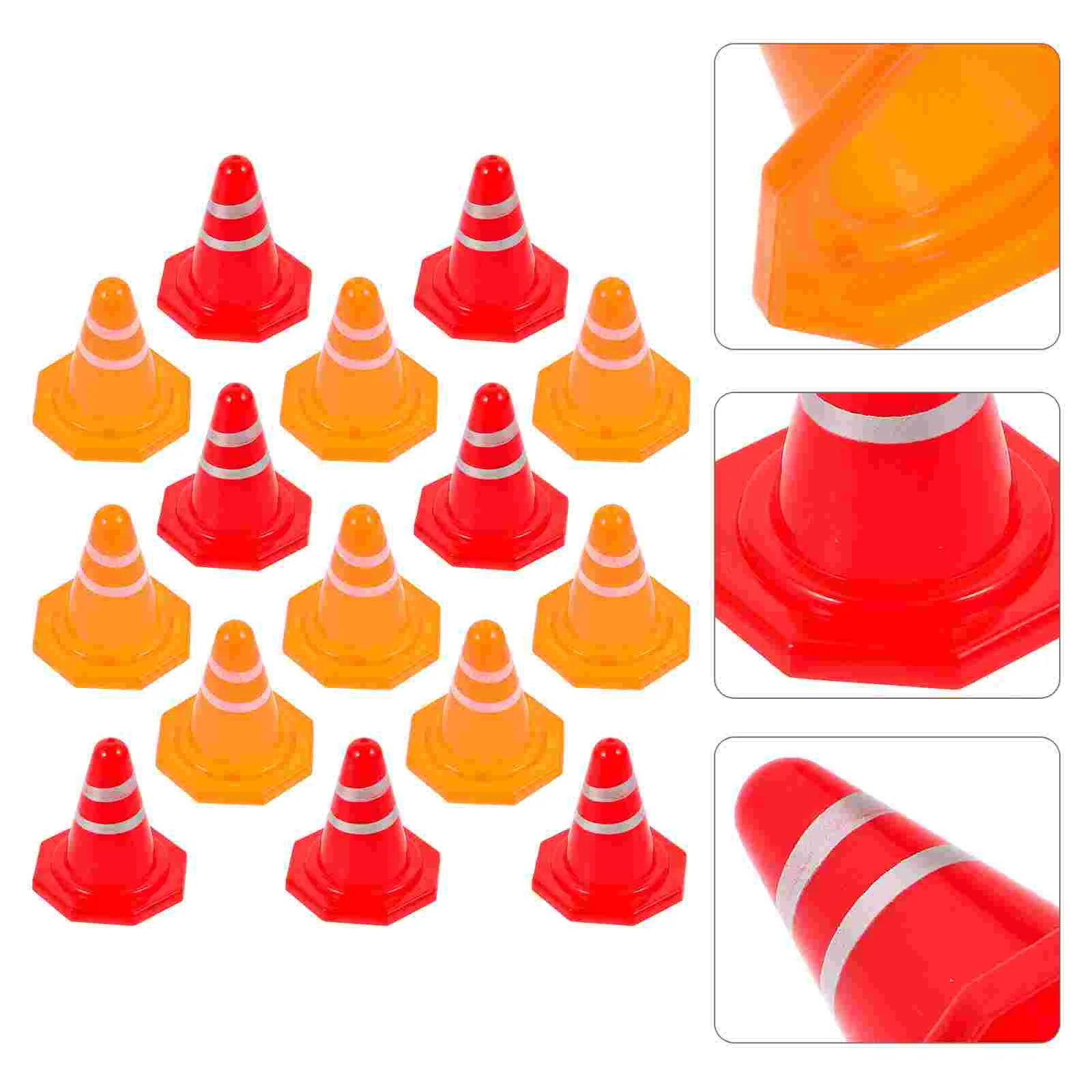 16 Pcs Toy Barricade Traffic Sign Toys for Kids Mini Road Cones The Construction Plastic Counting Child Accessories 10pcs 4 6cm transparent counter top price tag stand accessories plastic sign holder stand