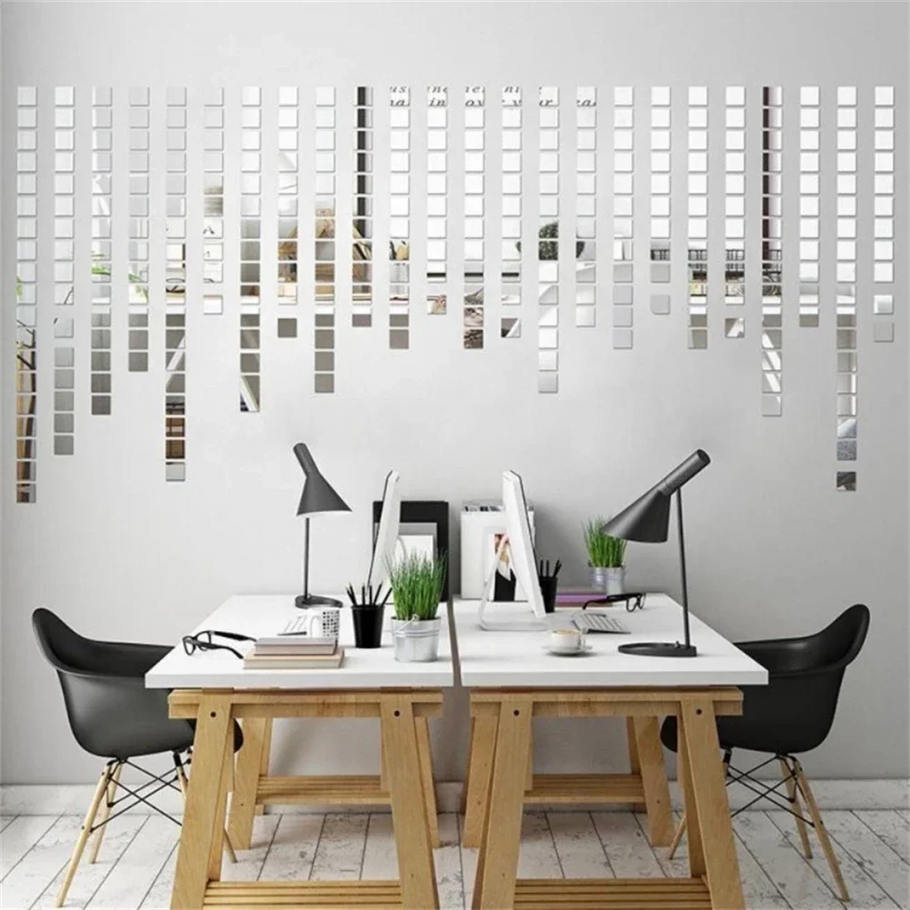 Glass Mirror Sticker Small Square Tiles