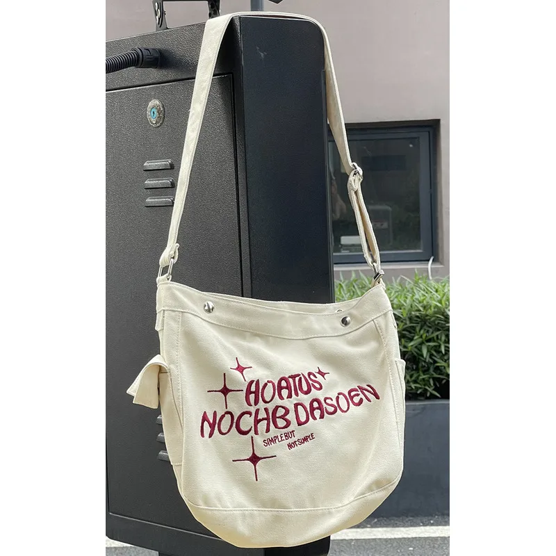Single Simple Shoulder Canvas Bag Large Capacity Handbags For Women Casual High-Quality Messenger Versatile Luxury Crossbody Y2k