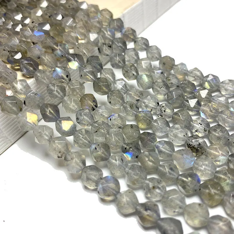 Fine Aaa 100% Natural Gemstone Gray Labradorite Faceted Round Stone Beads For Jewelry Making Diy Bracelet Accessories 6/8/10Mm