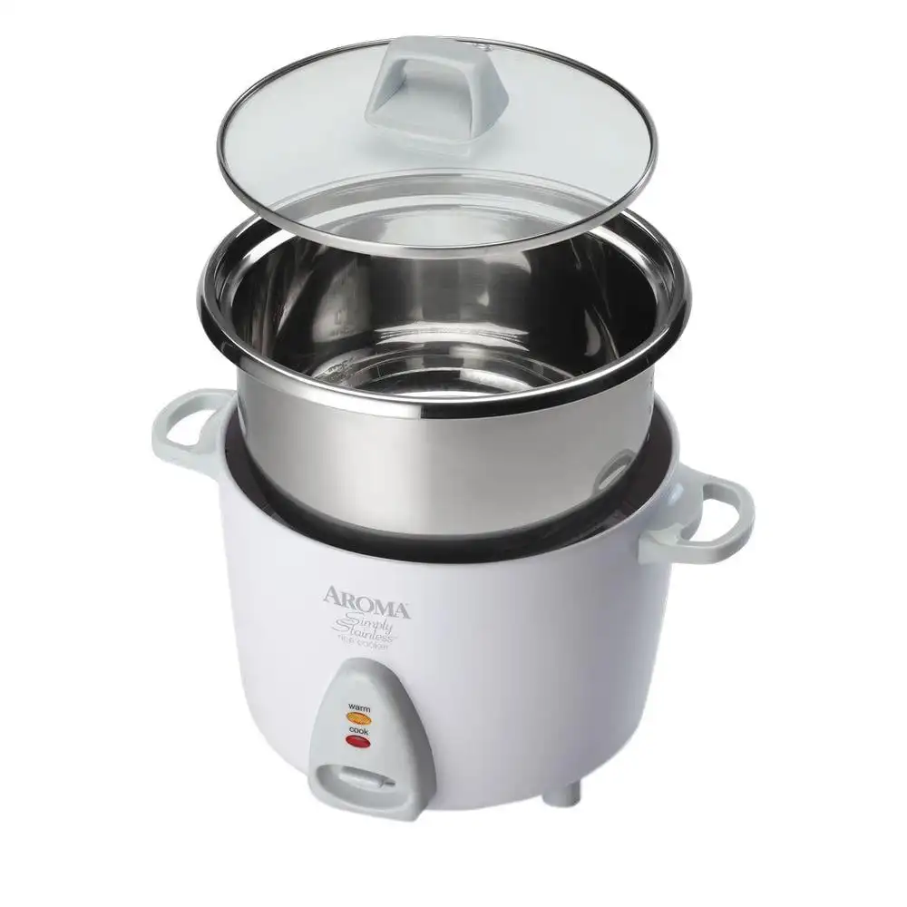6-Cup (Cooked) Select Stainless® Rice & Grain Cooker,Stainless Steel, Auto  Shut-Off, Dishwasher Safe,Glass Lid