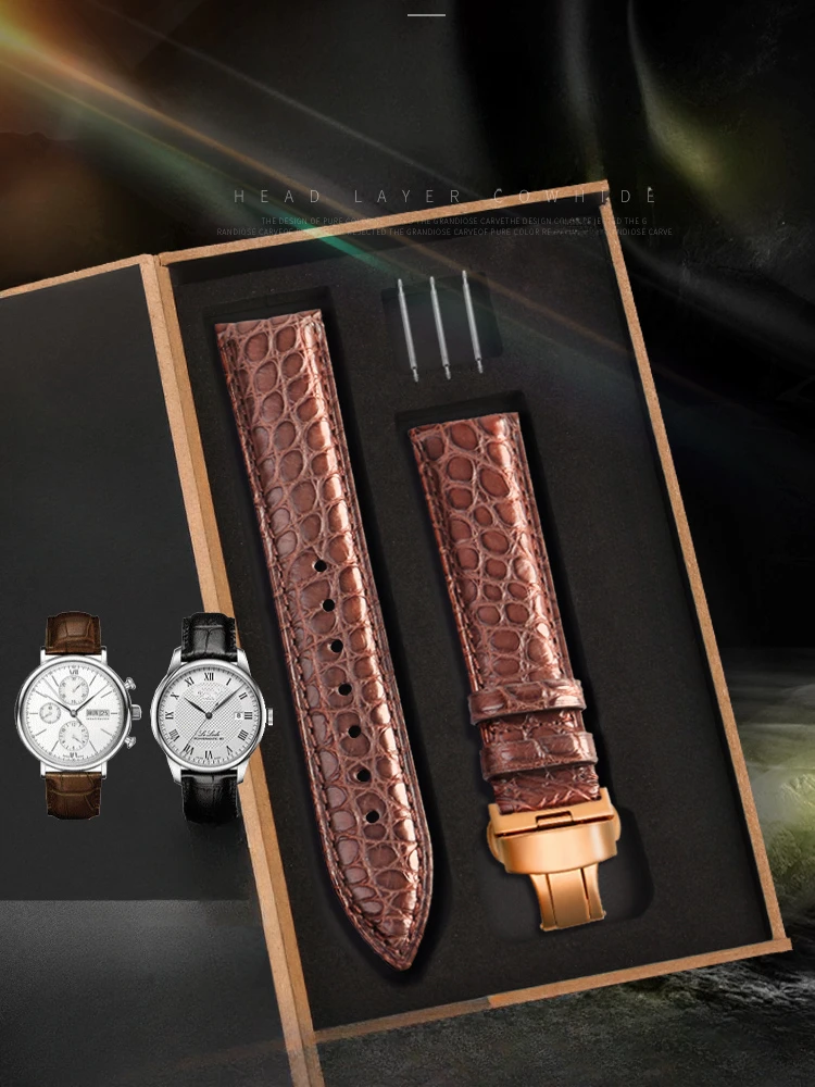 Comodo Cinturino Impermeabile 19 20 22 24Mm In Pelle Di Coccodrillo Per Omega Jaeger-Lecoultre Tissot Mido Iwc Longines Cinturino Per Orologio