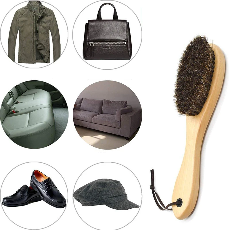 나무 신발 광택제 브러시 전체 강모 말 털 긴 손잡이 청소 브러시, 가죽 부드러..