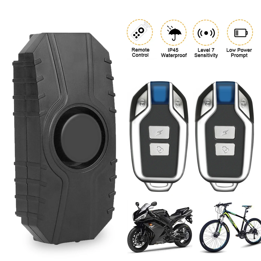 Motorcycle Alarm Bike Alarm Wireless Vibration Alarm Anti Theft Alarm Motorcycle Bicycle Alarm 113dB Loud Vibration Sensing Wireless Anti-Theft Vehicle Security Alarm System With Remote Control