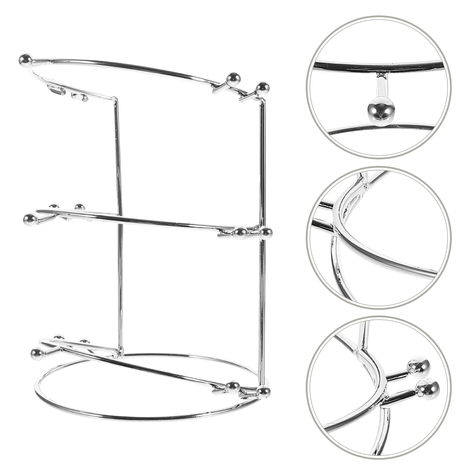 

Tiara Crown Display Stand Three-Tier Rack Jewelry Holder Headband Hairband Headpiece Organizer Silver