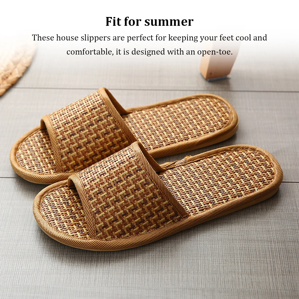 1 Pair Hotel Indoor Bamboo Slipper Women Men Casual Open Toe Sandal